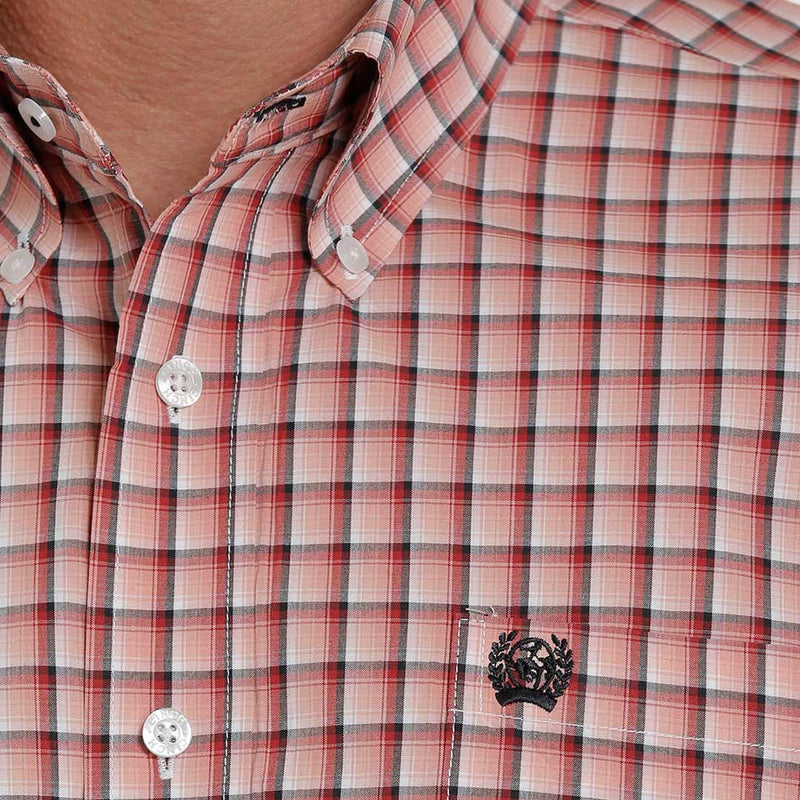 Cinch Men's Short Sleeve Button-Down Plaid Shirt