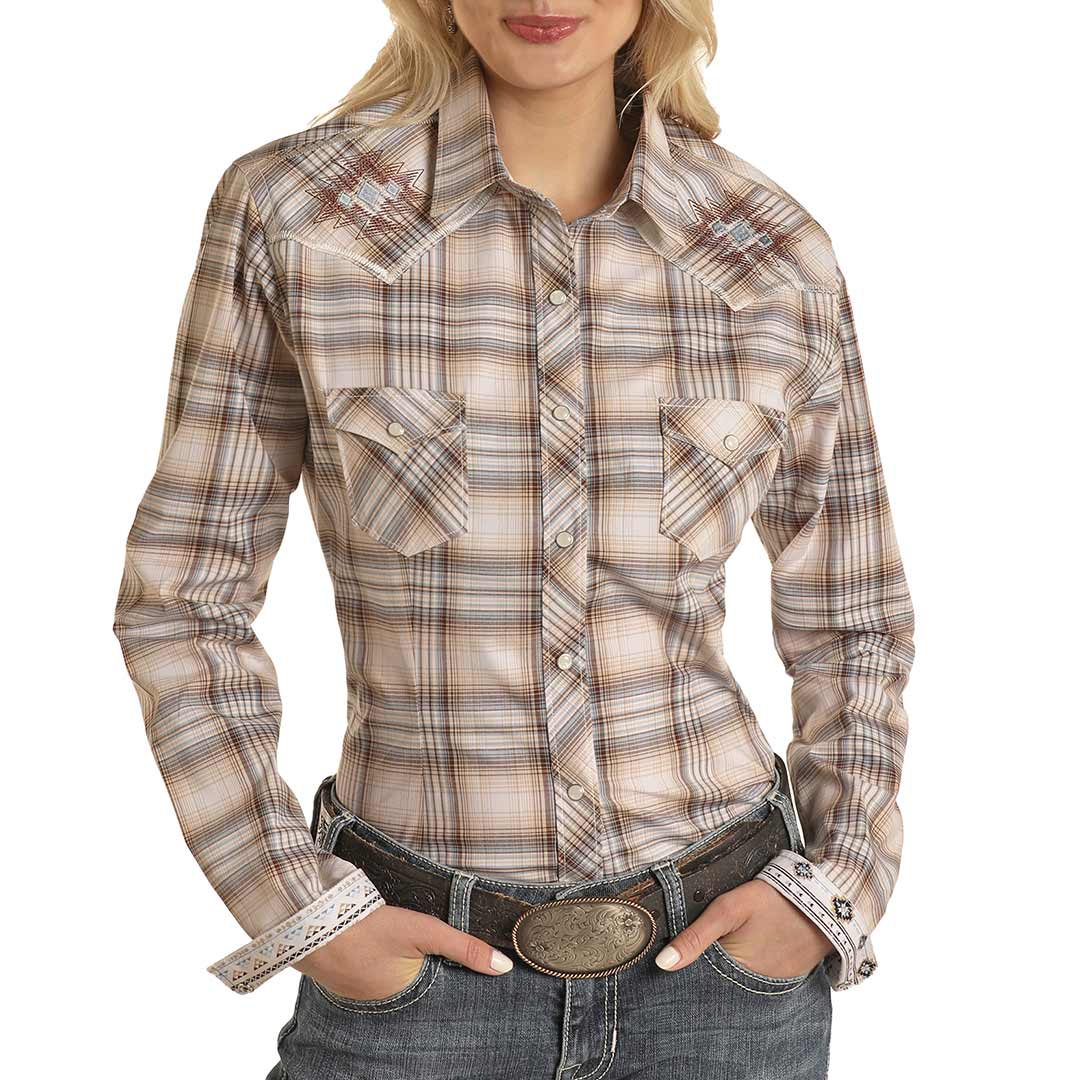 Rough Stock Women s Plaid Print Snap Shirt Lammle s Lammle s