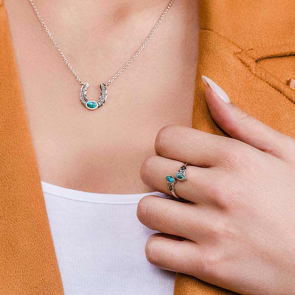 Montana Silversmiths Turquoise Floral Open Ring