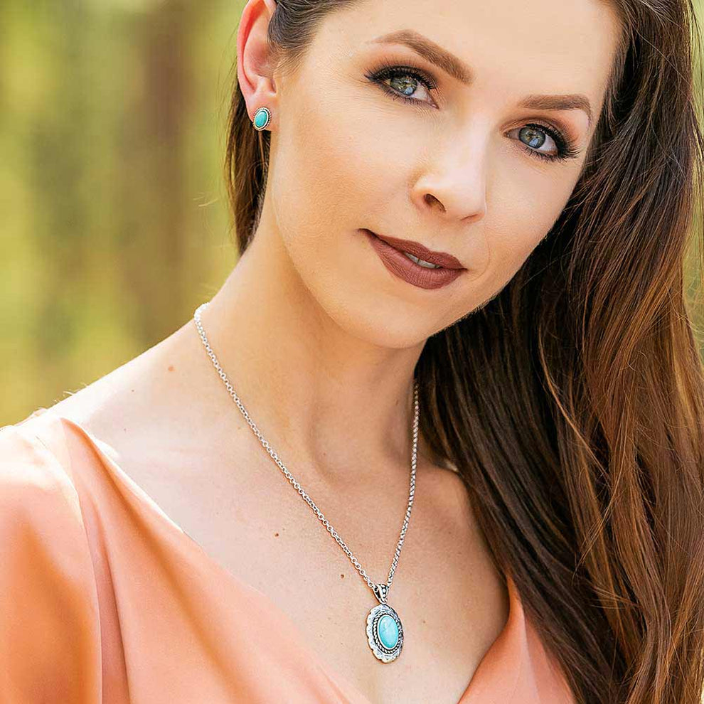 Montana Silversmiths Into the Blue Turquoise Oval Jewelry Set