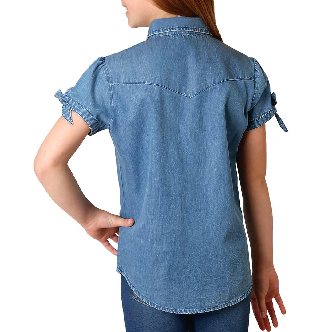 Roper Girls' Short Sleeve Denim Button-Down Shirt
