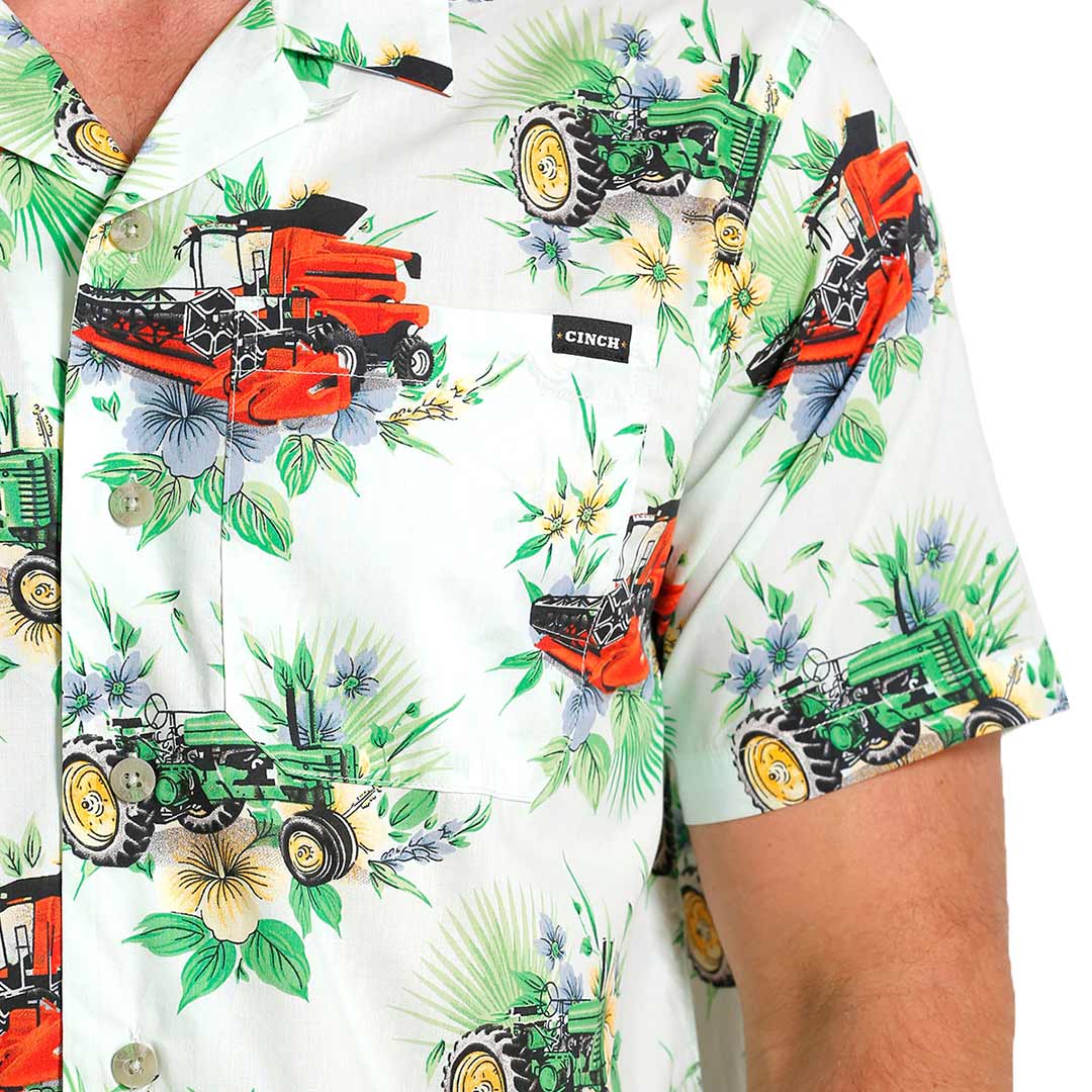 Cinch Men s Tractor Print Short Sleeve Camp Shirt Lammle s