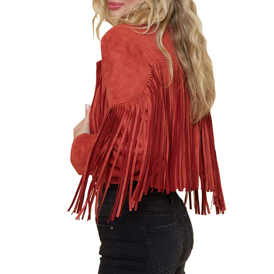 Saints & Hearts Women's Fringe Suede Cropped Jacket