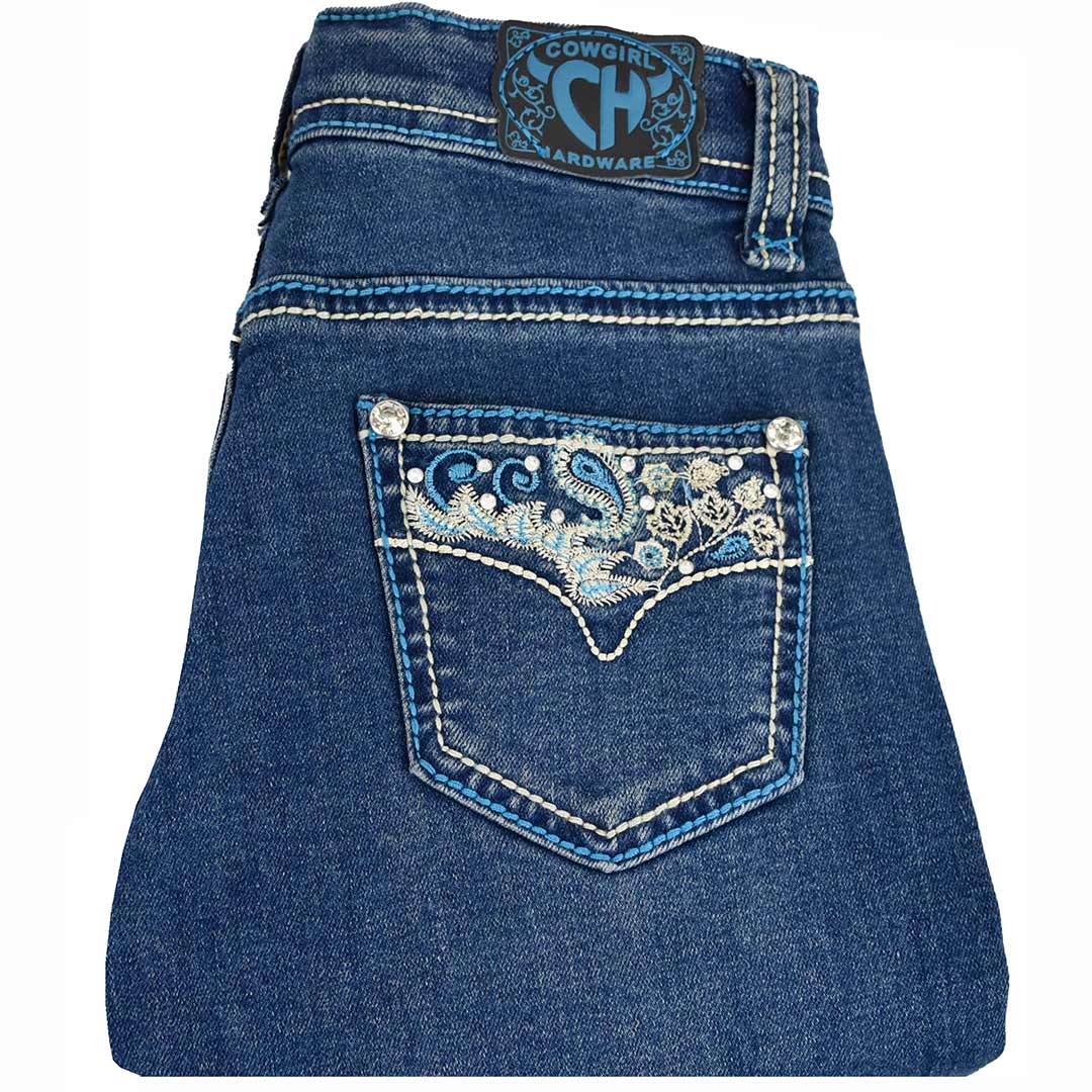 Cowgirl Hardware Girls' Paisley Vine Pocket Bootcut Jeans