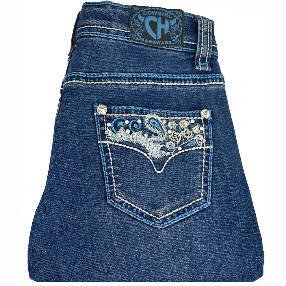 Cowgirl Hardware Girls' Paisley Vine Pocket Bootcut Jeans