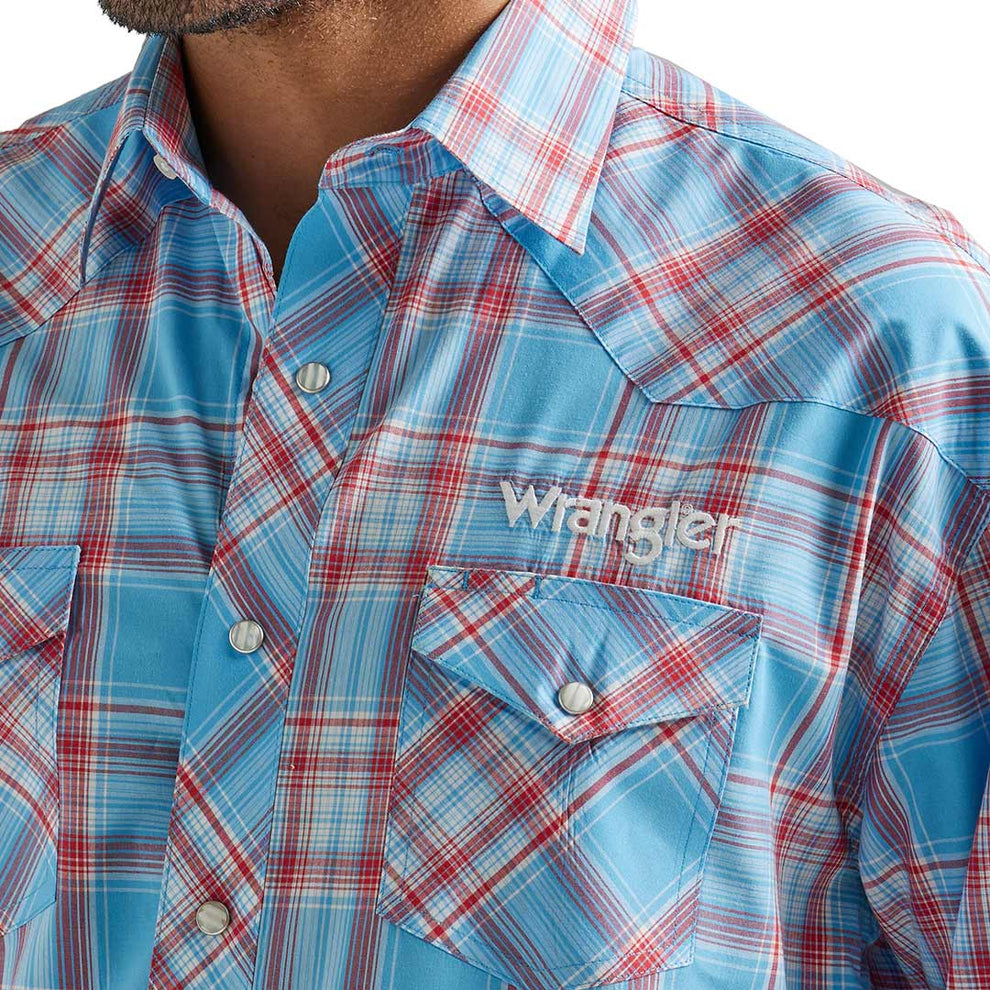 Wrangler Men's Logo Plaid Snap Shirt