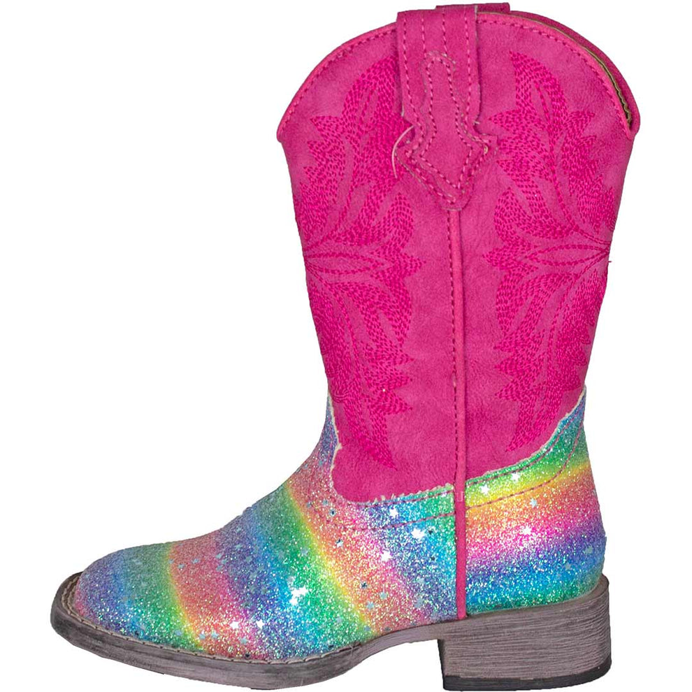 Roper Girls' Rainbow Glitter Cowgirl Boots