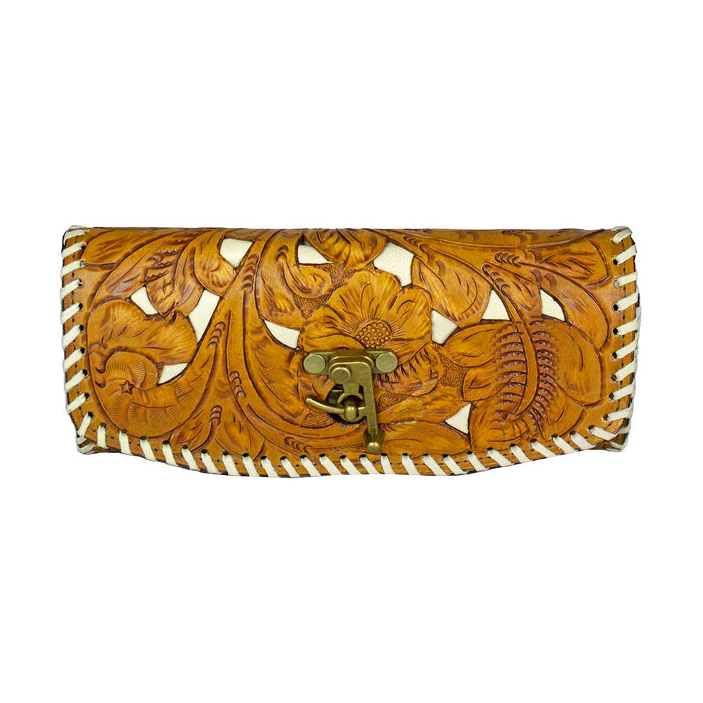 Juan Antonio Hand Tooled Inlay Crossbody Clutch