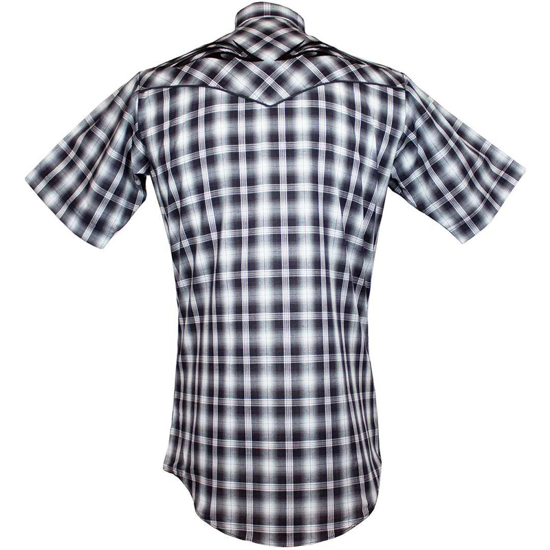 Ely Cattleman Men's Short Sleeve Embroidered Yoke Plaid Snap Shirt