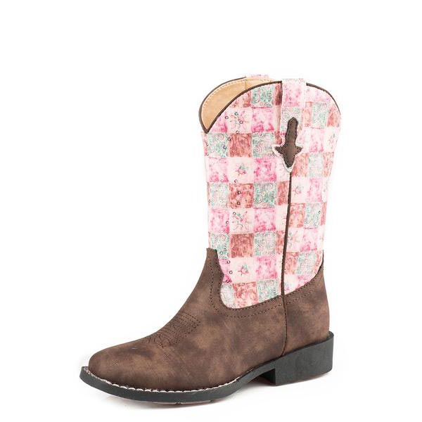 Roper Girls' Floral Shine Square Toe Cowgirl Boots