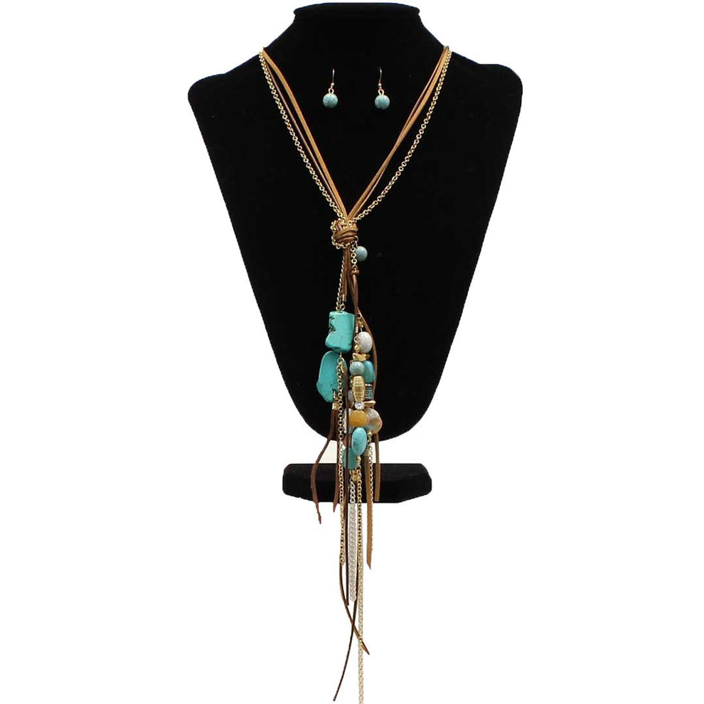 M&F Western Leather and Turquoise Jewelry Set