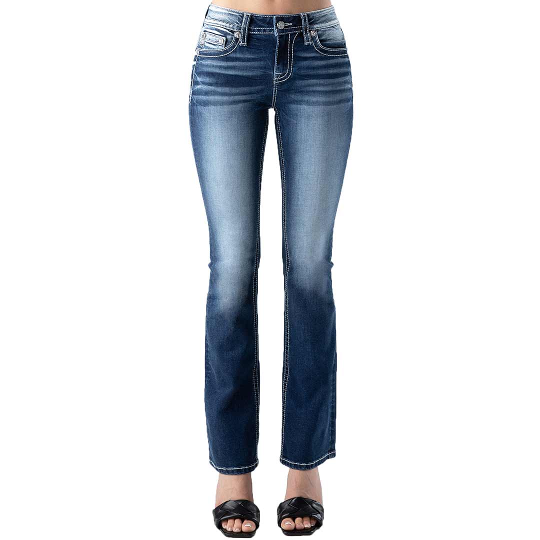 Miss Me Women's Horseshoe Feather Bootcut Jeans