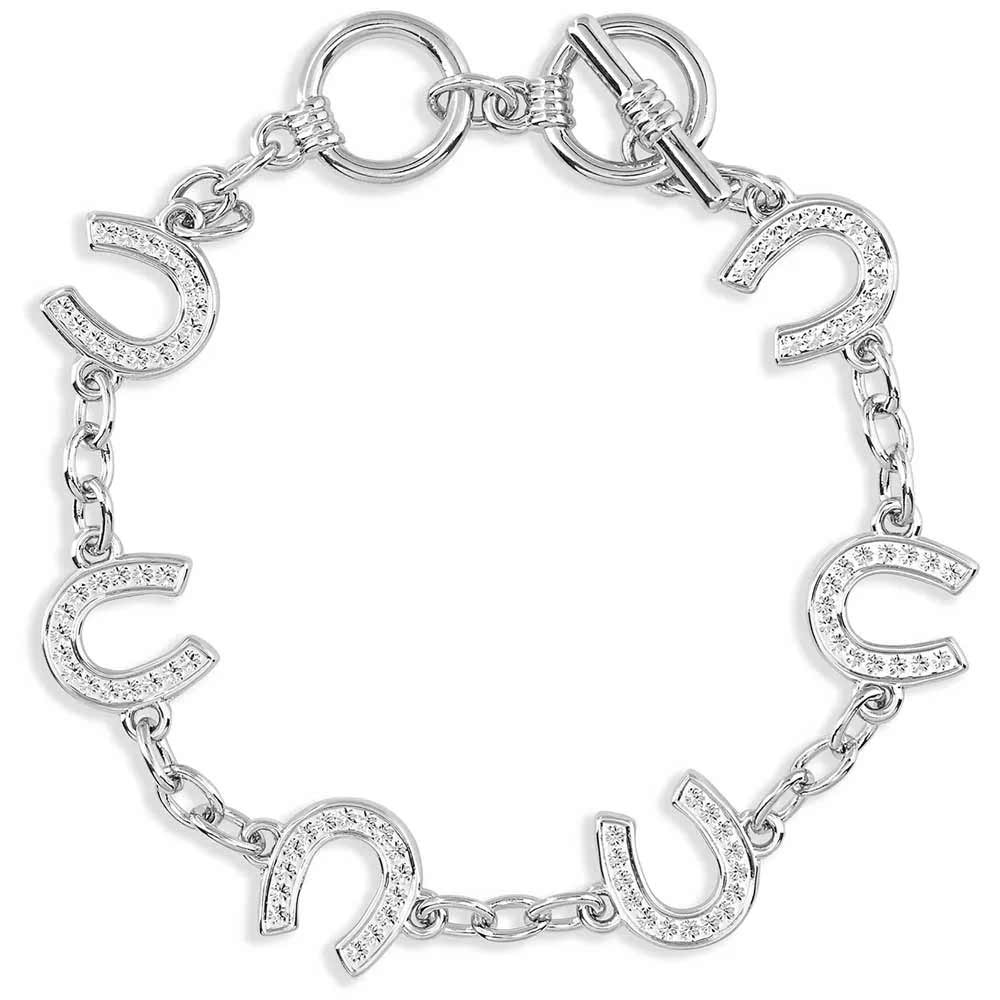 Montana Silversmiths Crystal Clear Lucky Horseshoe Link Bracelet
