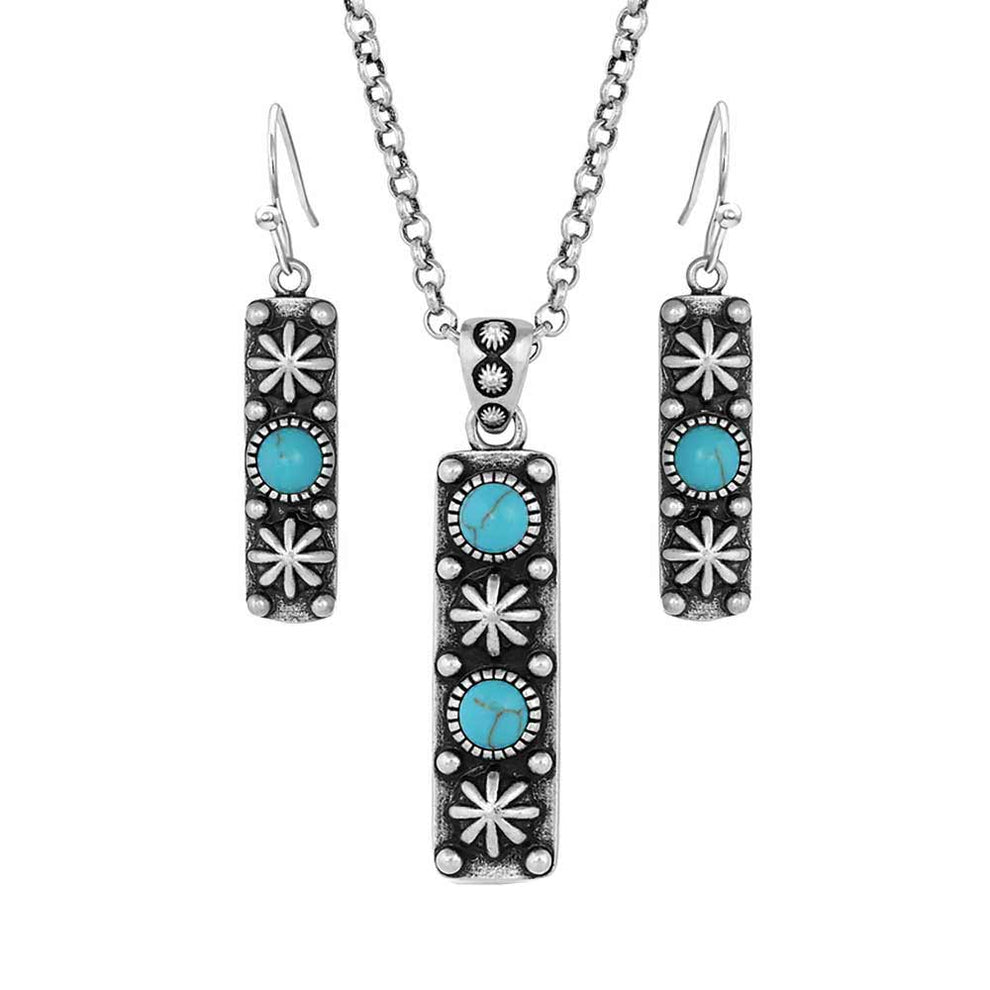 Montana Silversmiths Starbrite Stone Turquoise Silver Jewelry Set