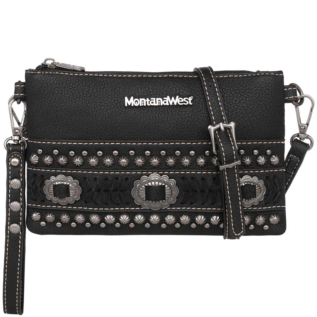 Montana West Concho Whipstitch Crossbody/Wristlet