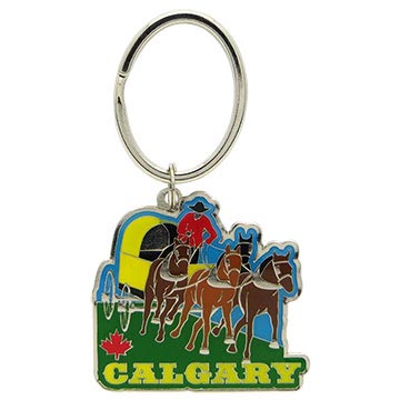 Postcard Souvenirs Calgary Chuckwagon Keychain
