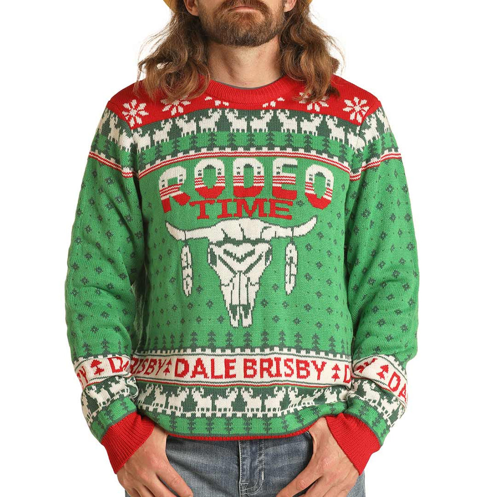 Rock & Roll Cowboy Men's Dale Brisby Rodeo Time Christmas Sweater