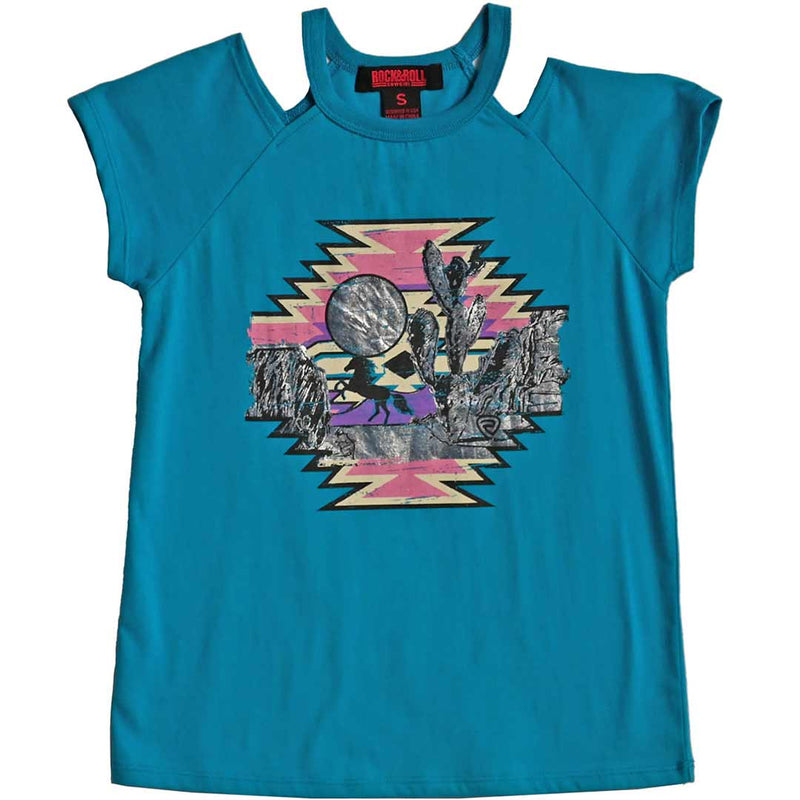 Rock & Roll Cowgirl Girls' Cut-Out Neck Graphic T-shirt