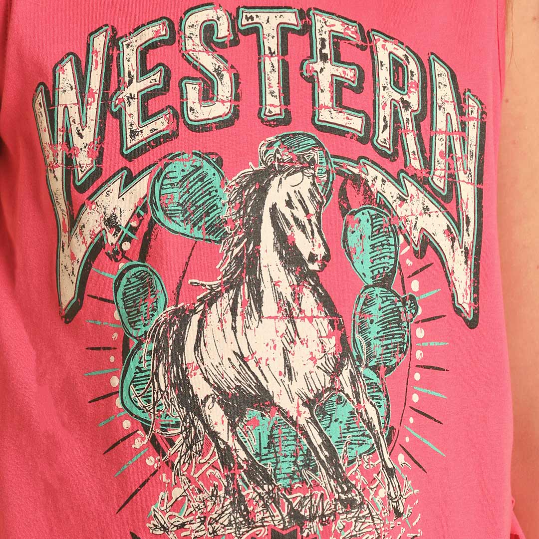 Rock & Roll Cowgirl Girls' Horse Cactus Graphic Tank Top