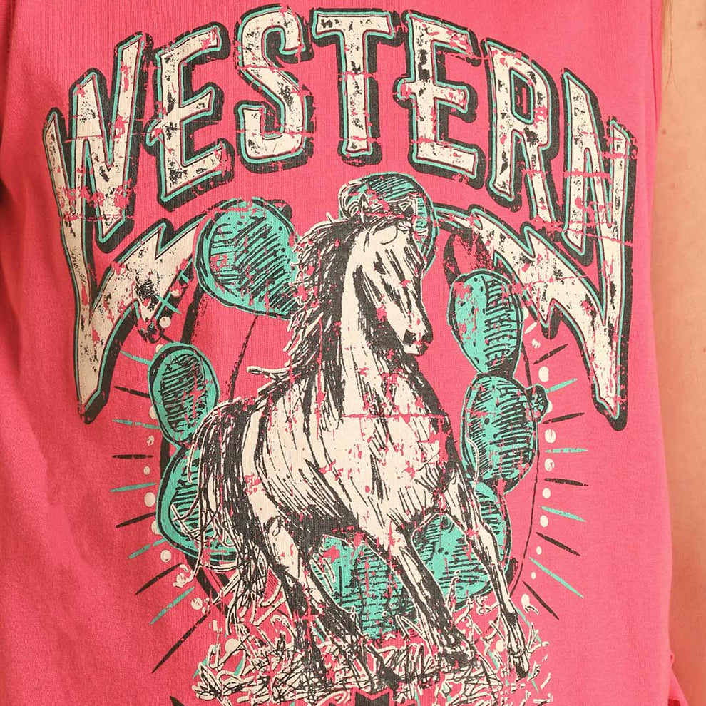 Rock & Roll Cowgirl Girls' Horse Cactus Graphic Tank Top