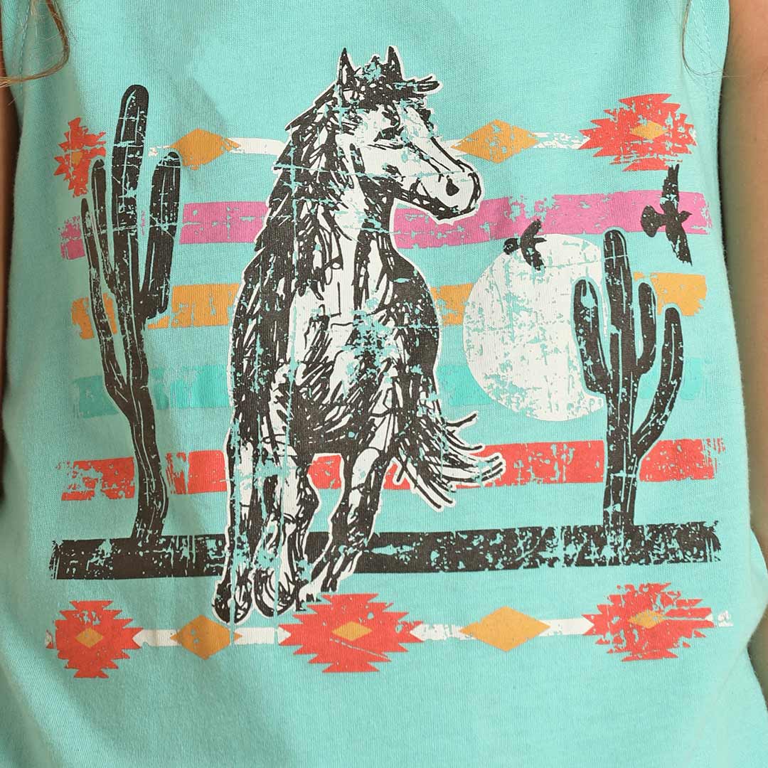 Rock & Roll Cowgirl Girls' Horse Desert Graphic Tank Top