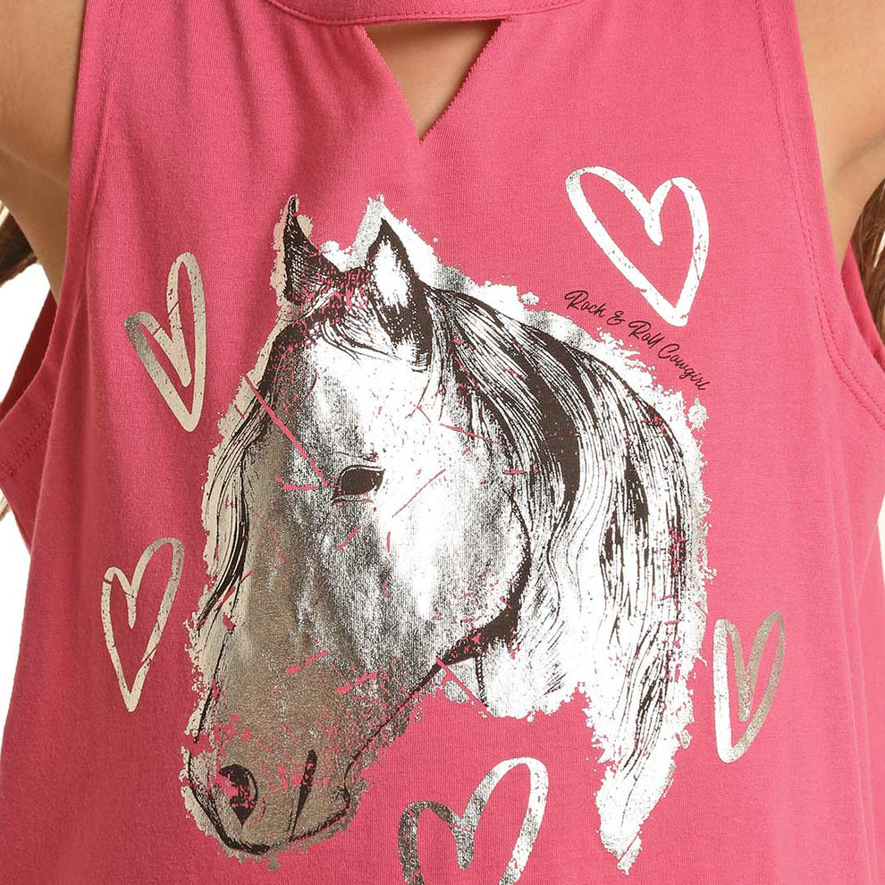Rock & Roll Cowgirl Girls' Horse Heart Graphic Tank Top