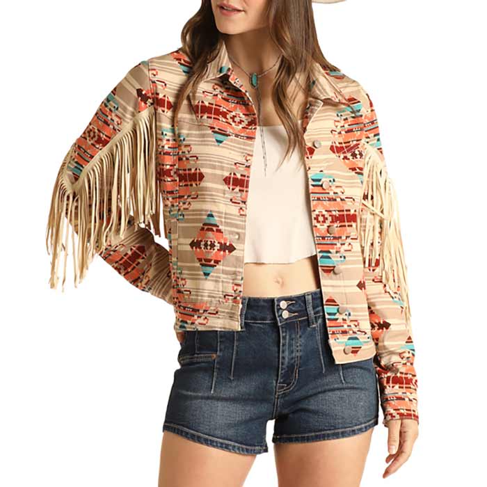 Rock & Roll Cowgirl Women's Aztec Fringe Jacket