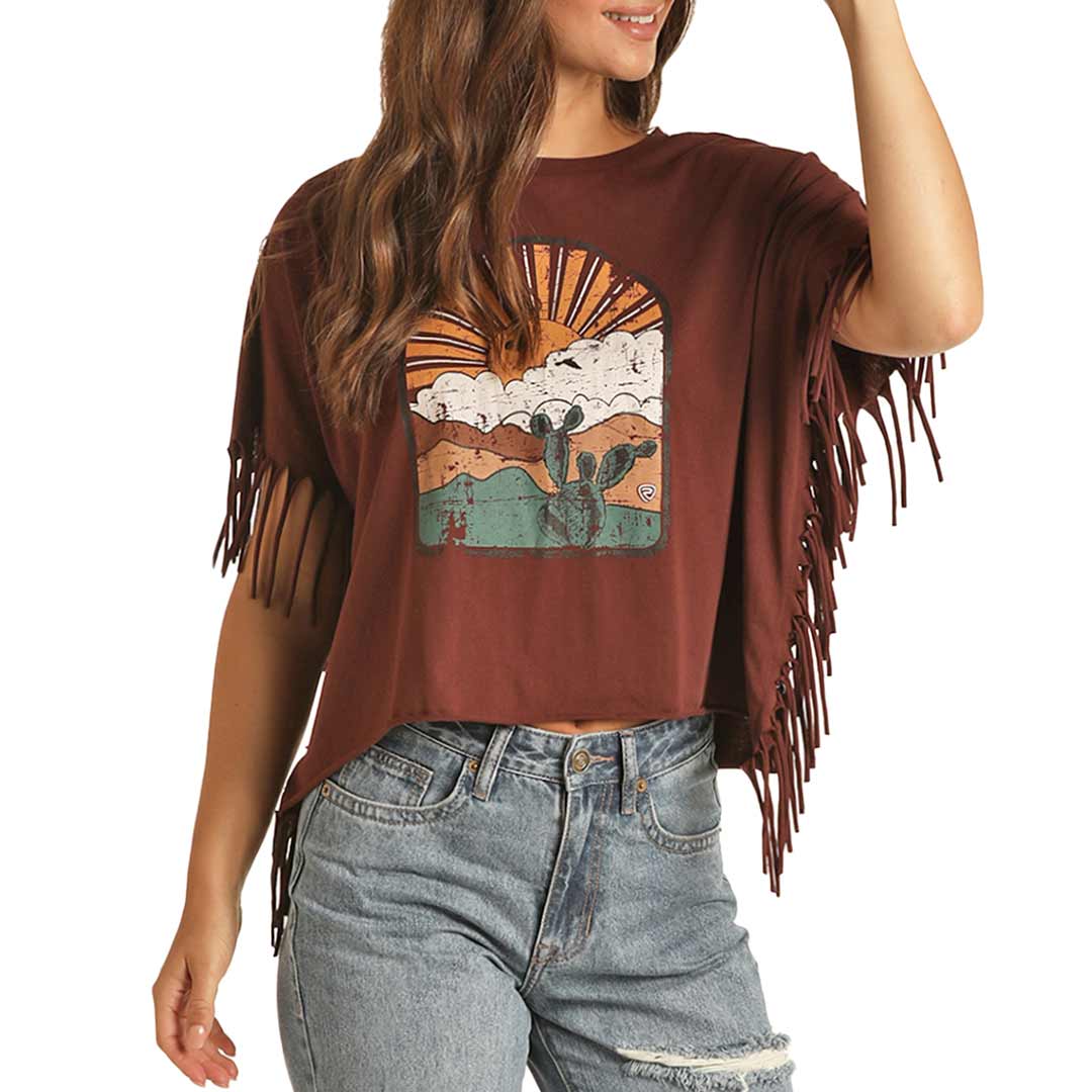 Rock & Roll Cowgirl Women's Desert Fringe Graphic T-Shirt