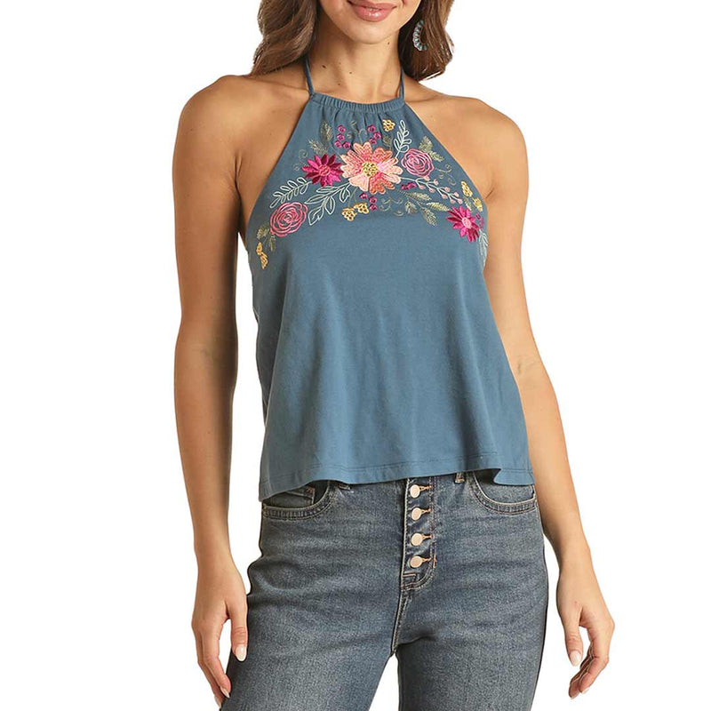 Rock & Roll Cowgirl Women's Embroidered Halter Top