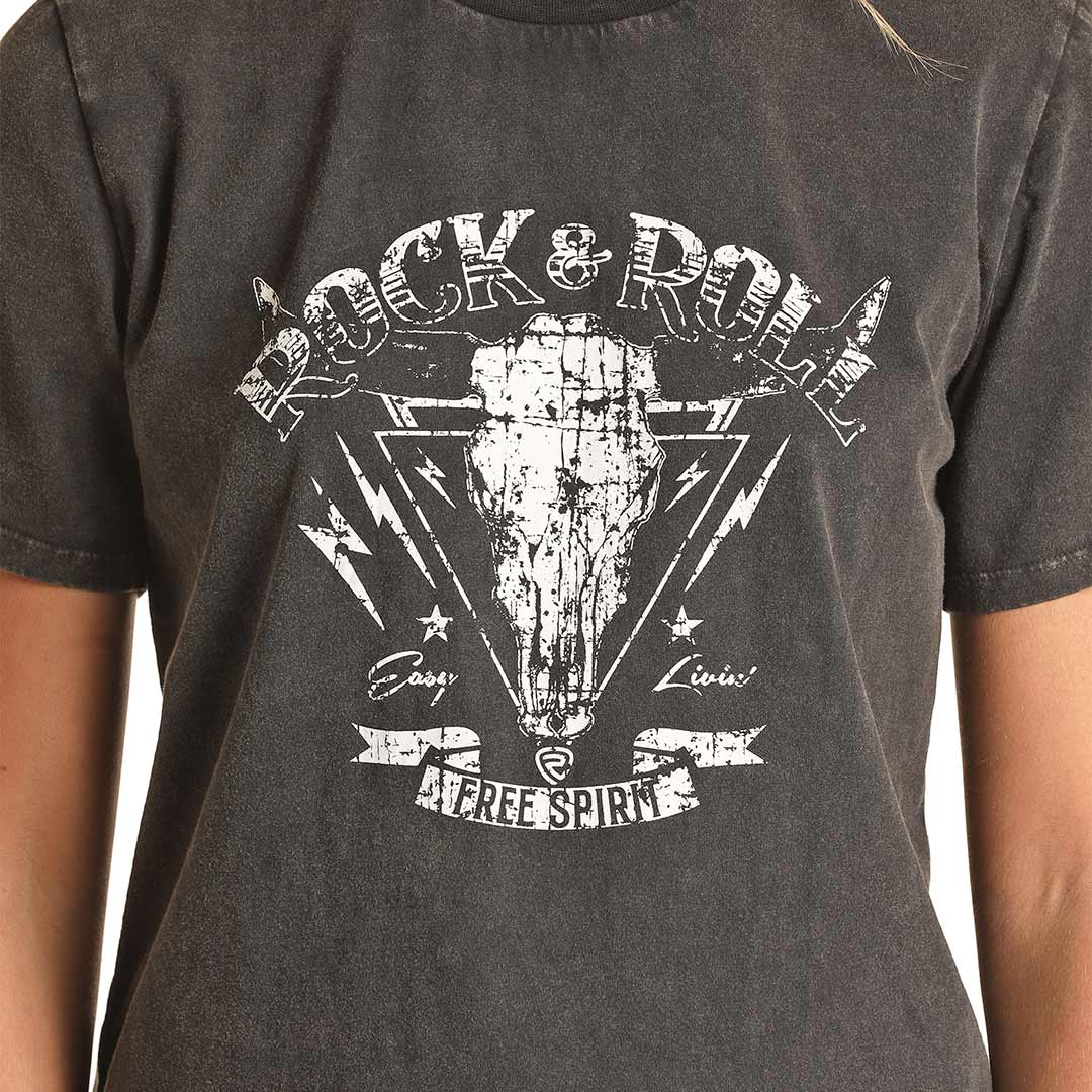 Rock & Roll Cowgirl Women's Steer Skull Graphic T-Shirt