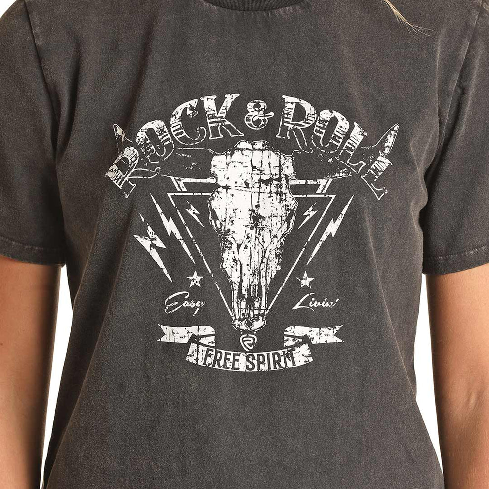 Rock & Roll Cowgirl Women's Steer Skull Graphic T-Shirt