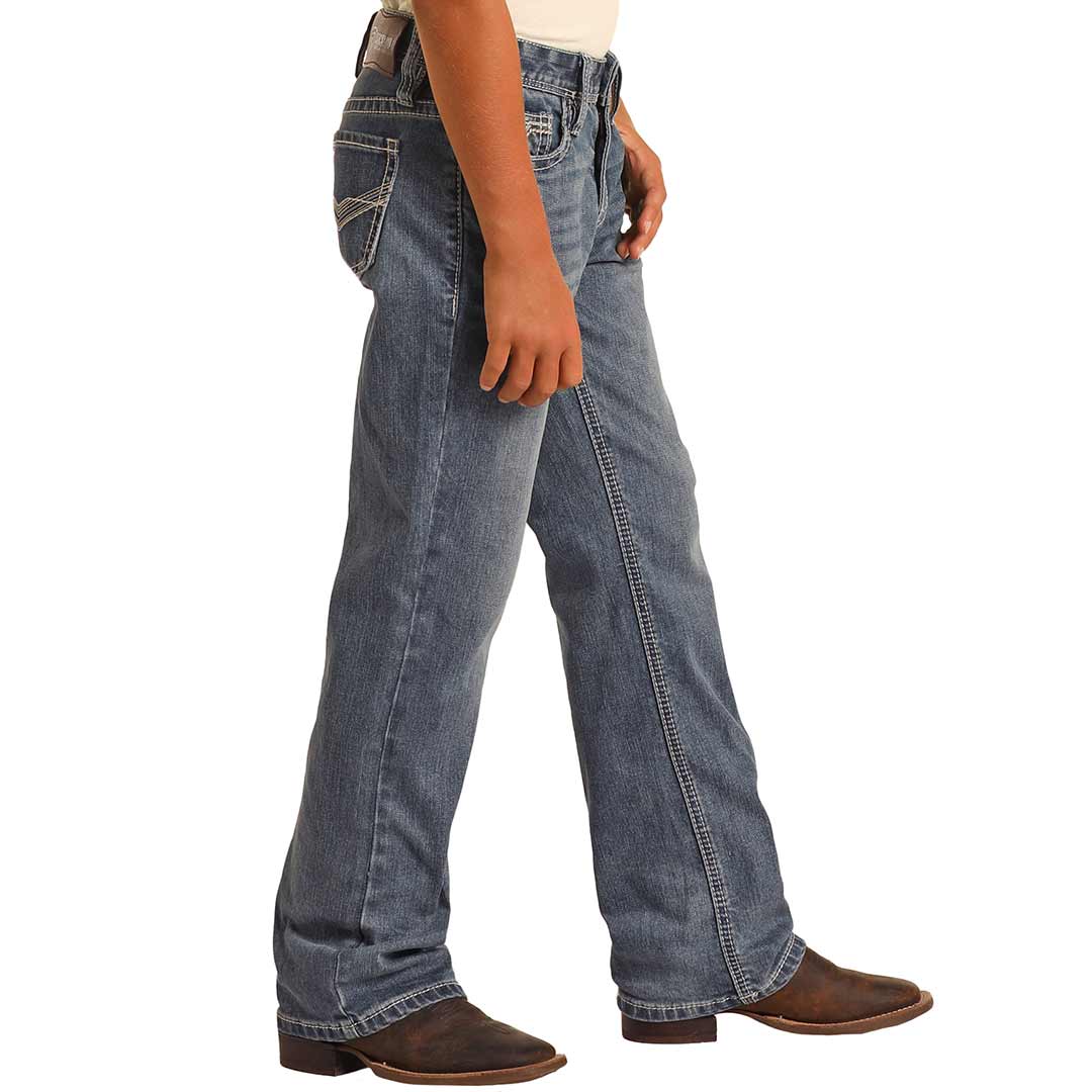 Rock & Roll Denim Boys' Relaxed Fit Stackable Bootcut Jeans