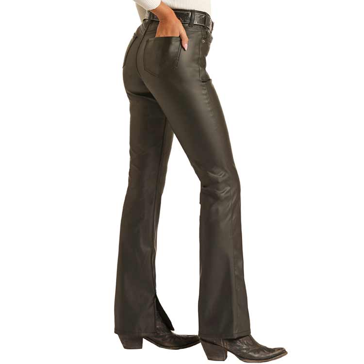 Rock & Roll Denim Women's High Rise Pleather Bootcut Jeans
