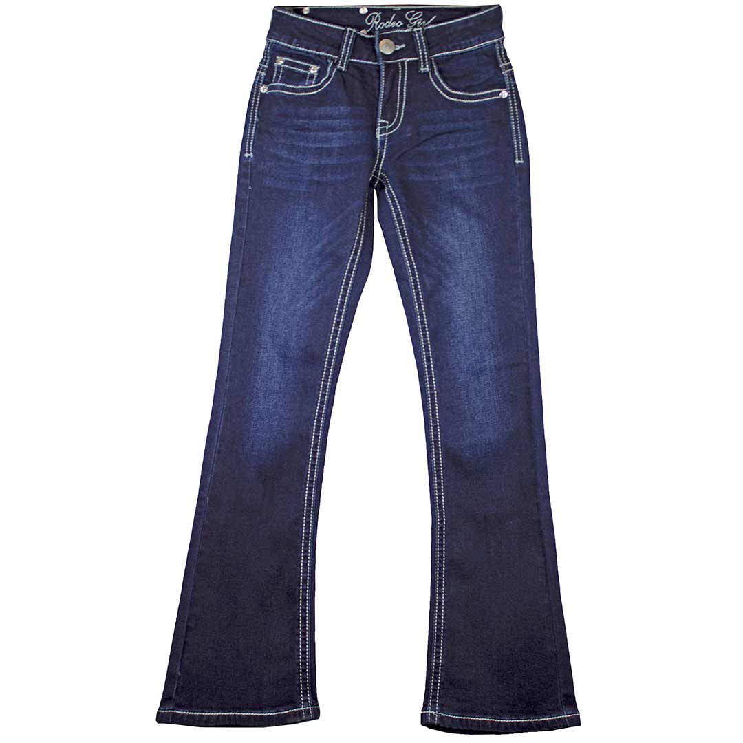Rodeo Girl Girls' Floral Wing Embroidered Boot Cut Jeans