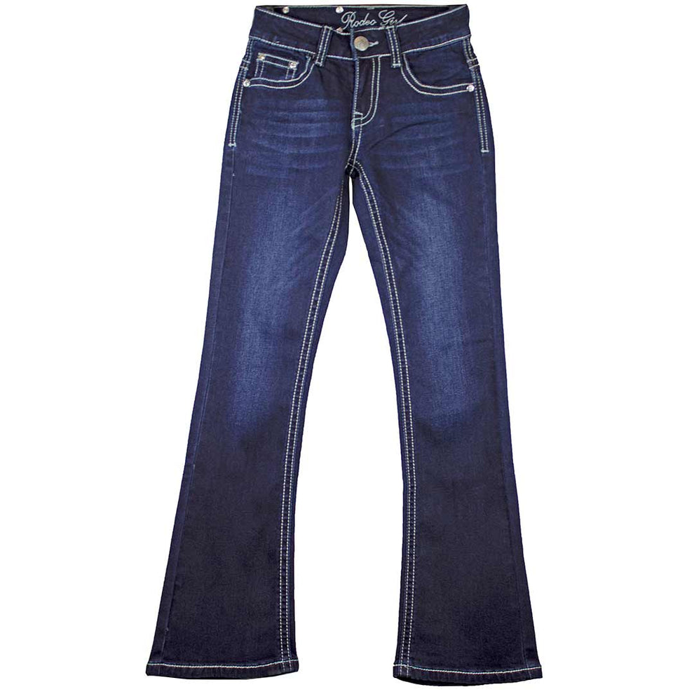 Rodeo Girl Girls' Floral Wing Embroidered Boot Cut Jeans