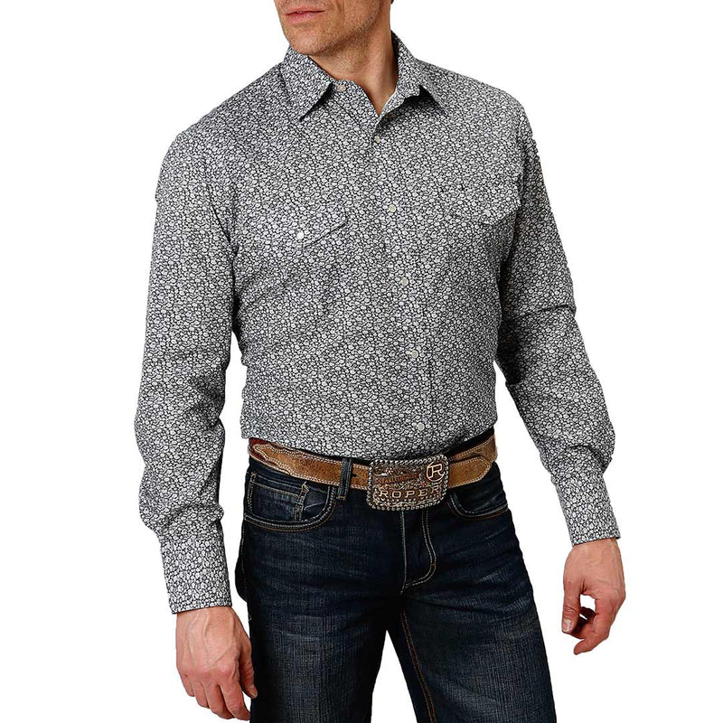 Roper Men's Mini Floral Print Snap Shirt