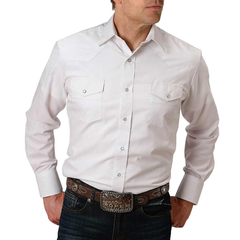 Roper Men's Solid White Snap Shirt