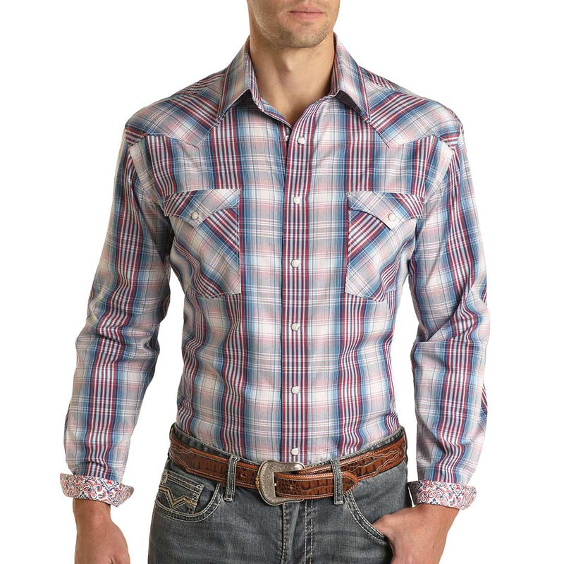 Rough Stock Men's Plaid Snap Shirt
