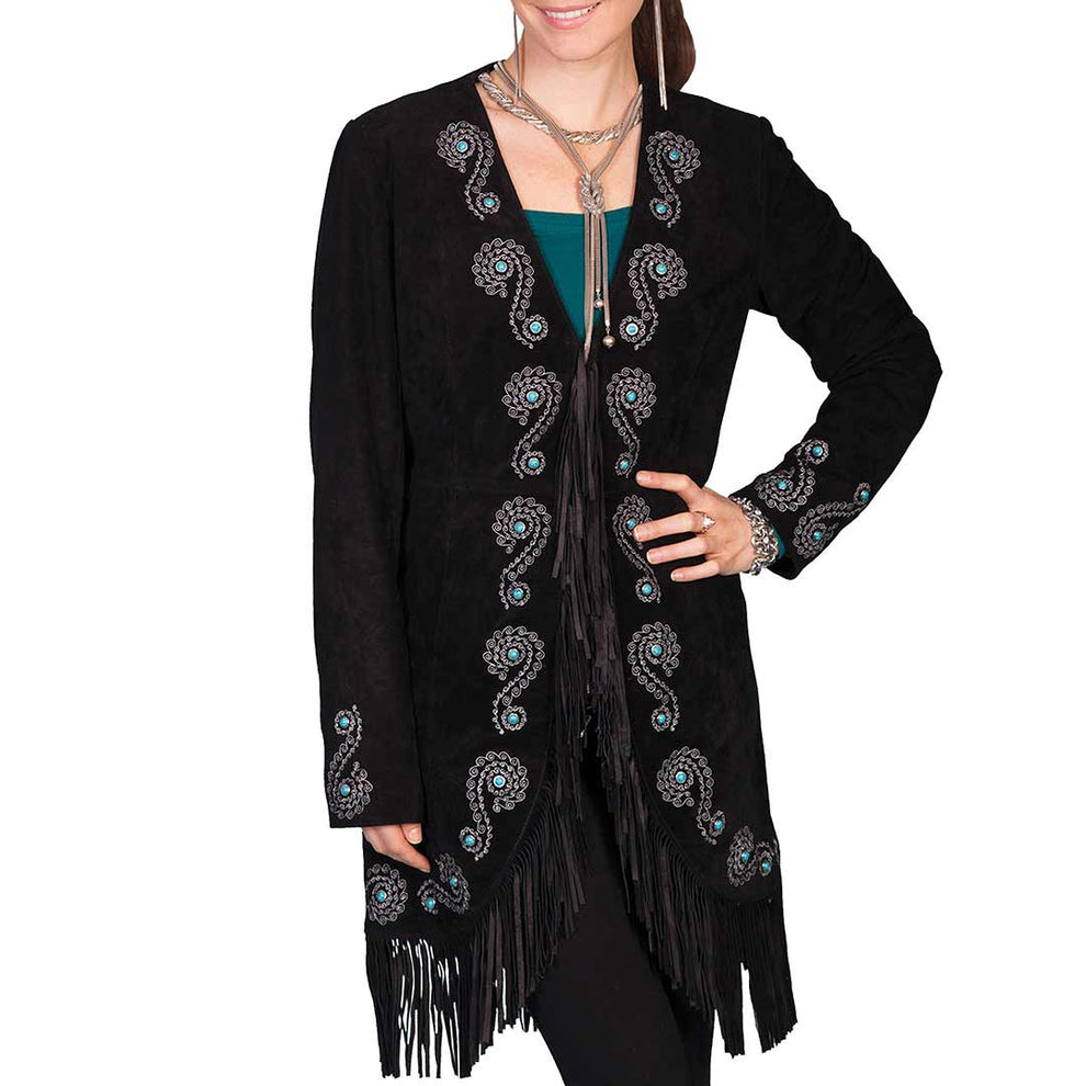 Scully Women's Fringe Embroidered Suede Coat