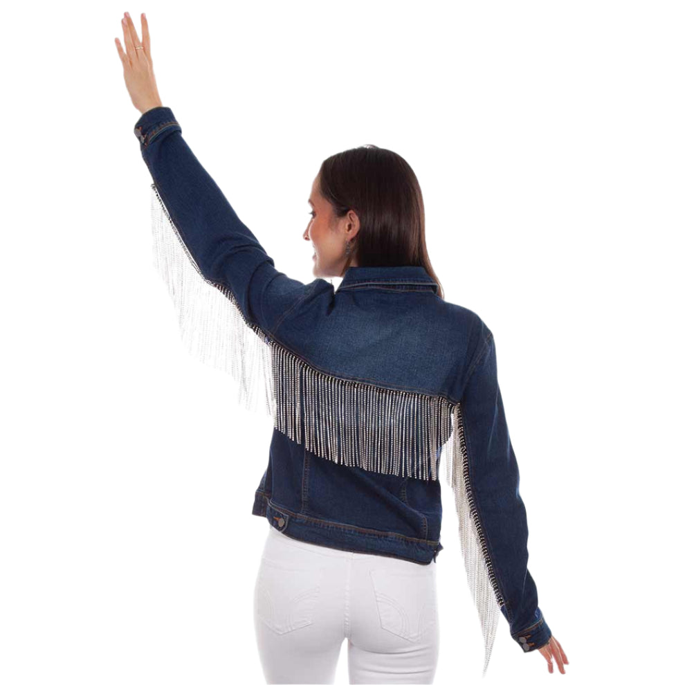 Scully Women's Rhinestone Fringe Jean Jacket