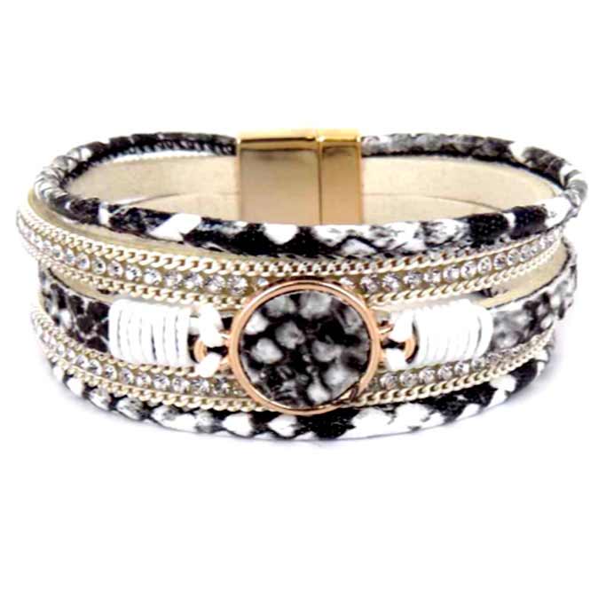 Wyo-Horse Snake Skin Rhinestone Bracelet