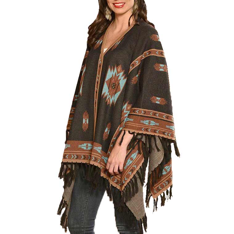Time of the West Women's Aztec Design Cape