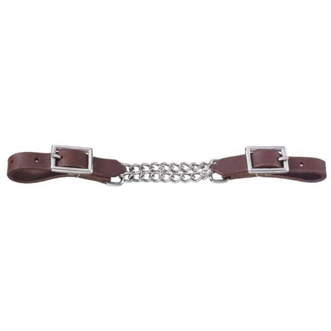 Tough 1 Harness Leather Curb Strap with Double Chain