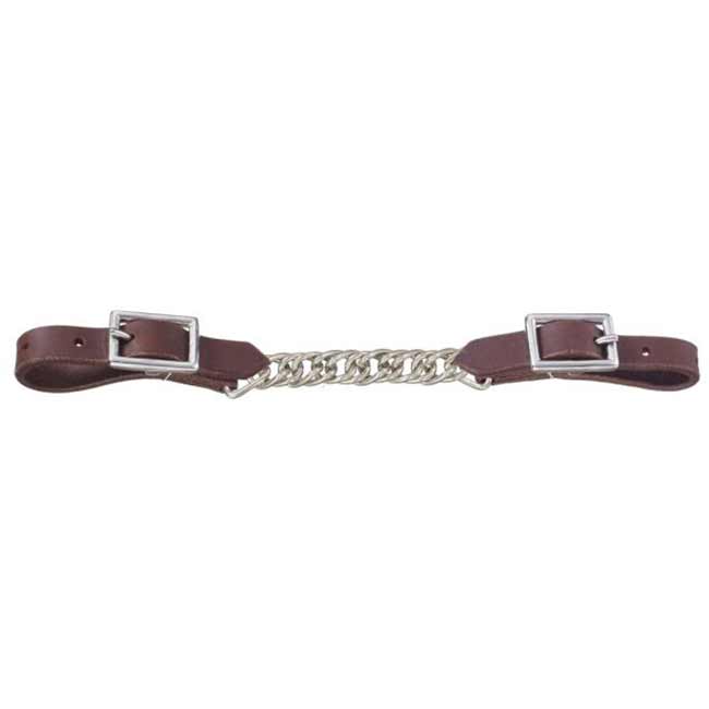 Tough 1 Harness Leather Curb Strap with Flat Chain