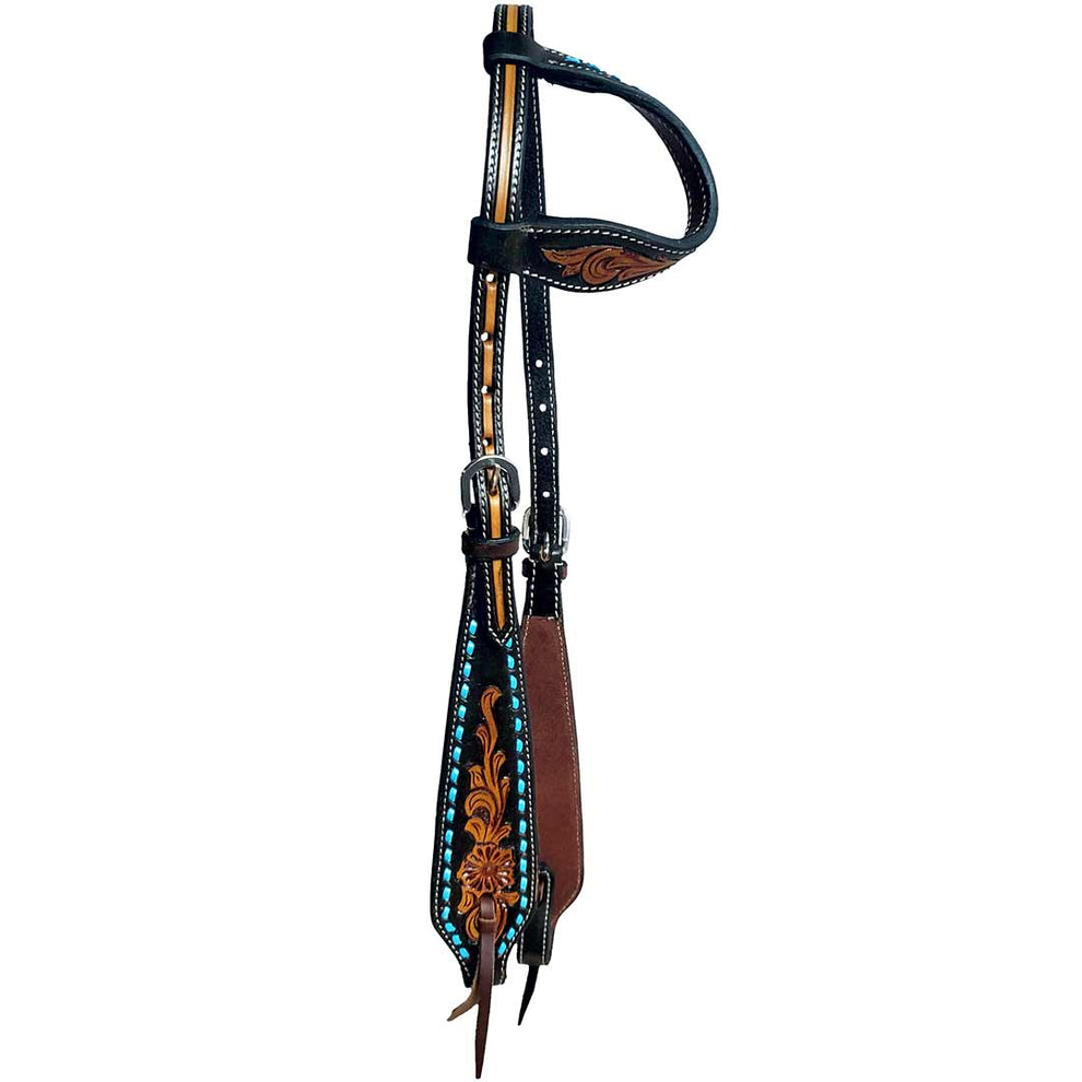 True North Trading Feather Turquoise Stitched One Ear Headstall