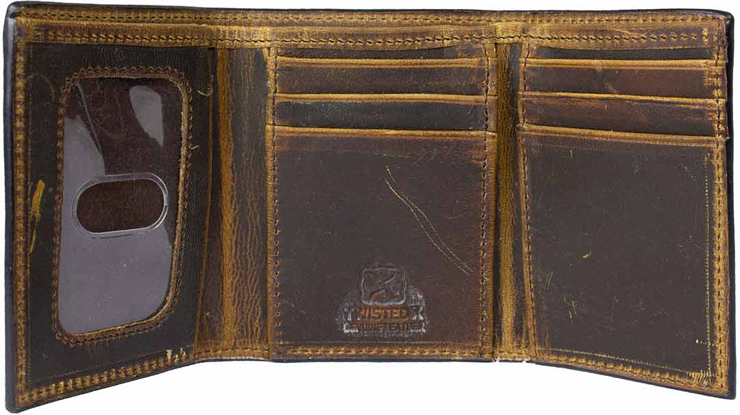 Twisted X Men's Distressed Leather Tri-Fold Wallet