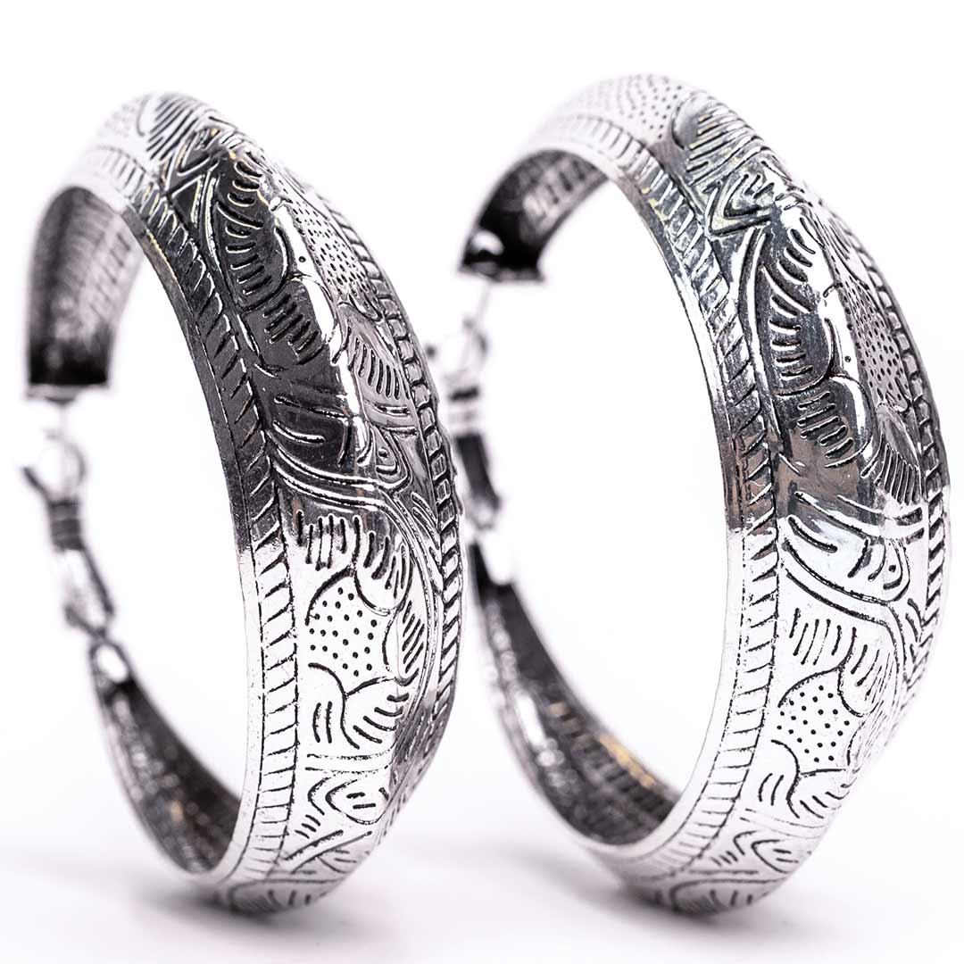 West & Co Jewelry Engraved Chunky Hoop Earrings