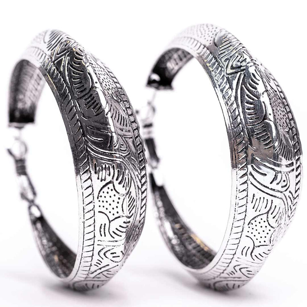 West & Co Jewelry Engraved Chunky Hoop Earrings