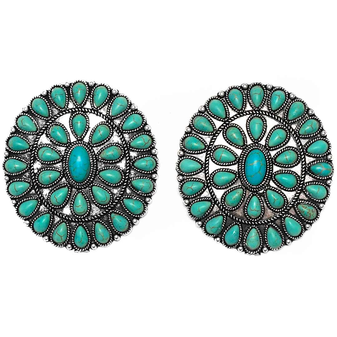 West & Co Jewelry Turquoise Blossom Concho Earrings