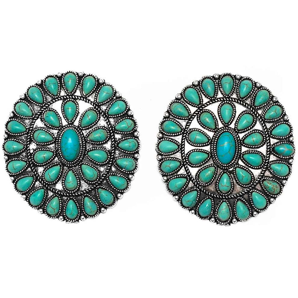 West & Co Jewelry Turquoise Blossom Concho Earrings